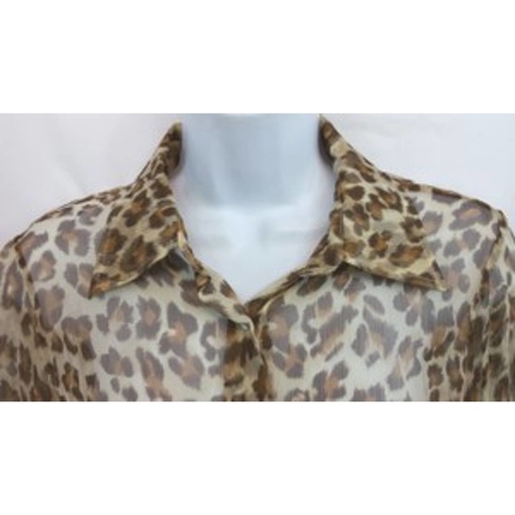 CALYPSO BY CHRISTIANE CELLE ANIMAL PRINT SHEER SILK TOP BLOUSE S - Picture 3 of 5